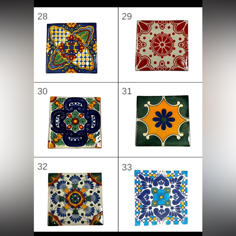 4-Pack Mexican Talavera Tile Coaster Set - Picture 5 of 5